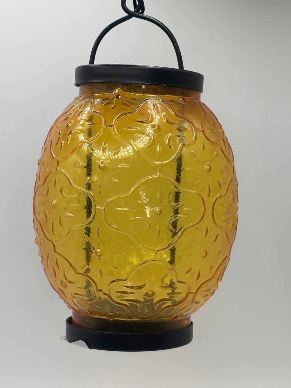 Vintage 1960s/1970s Spanish Revival Amber Glass Lantern